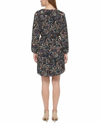 Vince Camuto Women's Printed Balloon-Sleeve Belted Dress 4 Vince Camuto Women's Printed Balloon-Sleeve Belted Dress - Image 2