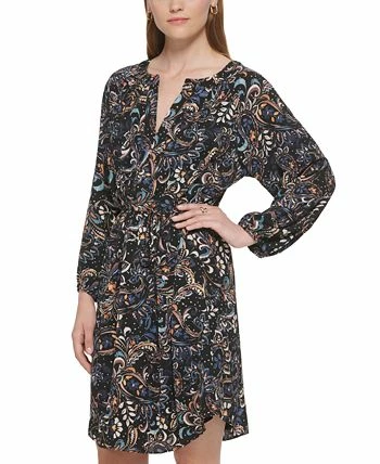 Vince Camuto Women's Printed Balloon-Sleeve Belted Dress 5 Vince Camuto Women's Printed Balloon-Sleeve Belted Dress - Image 3