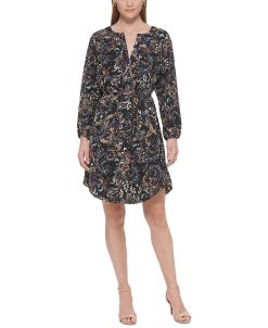 Vince Camuto Women's Printed Balloon-Sleeve Belted Dress -Adrianna Papell Sales Shop 22569711 fpx