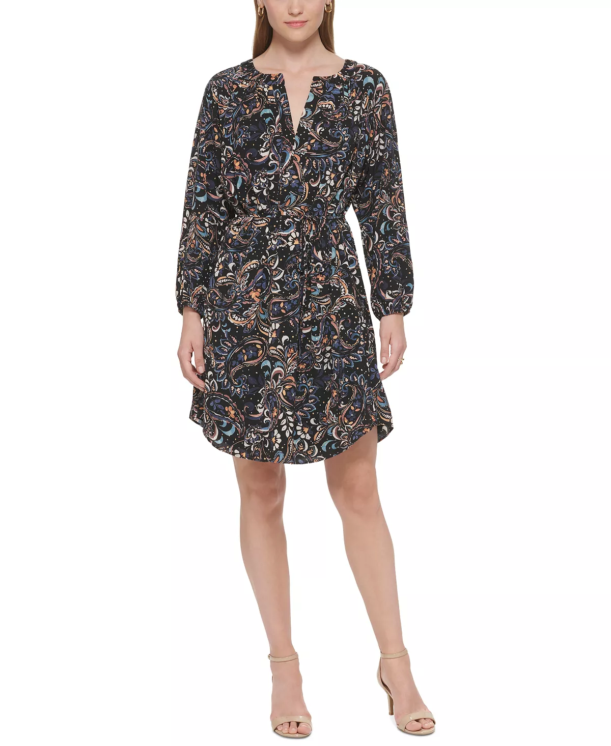 Vince Camuto Women's Printed Balloon-Sleeve Belted Dress 6 Vince Camuto Women's Printed Balloon-Sleeve Belted Dress - Image 4