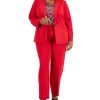 Kasper Plus Size Notched Collar Jacket, Geo-Print Cowlneck Top & Pull-On Pants -Adrianna Papell Sales Shop 22639915 fpx