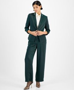 Bar III Women's Washed Satin Jacket & Pull-On Pants, Created For Macy's
