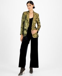 Bar III Women's Velvet V-Neck Jumpsuit & Metallic Notched Collar Jacket, Created For Macy's