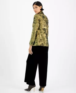 Bar III Women's Velvet V-Neck Jumpsuit & Metallic Notched Collar Jacket, Created For Macy's -Adrianna Papell Sales Shop 22657965 fpx