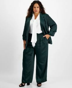Bar III Plus Size Washed Satin Jacket & Pull-On Pants, Created For Macy's