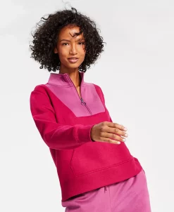 ID Ideology Women's Relaxed Colorblocked Zip Sweatshirt Pullover, Created For Macy's