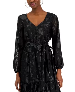INC International Concepts Women's Printed Jacquard Blouson-Sleeve Dress, Created For Macy's -Adrianna Papell Sales Shop 22676478 fpx