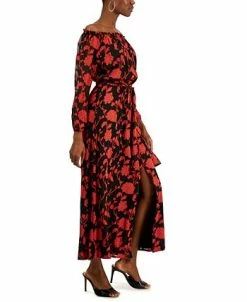INC International Concepts Women's Floral-Print Off-The-Shoulder Maxi Dress, Created For Macy's -Adrianna Papell Sales Shop 22676493 fpx
