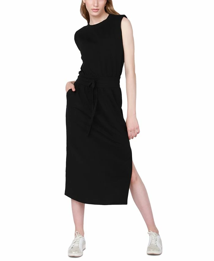 Black Tape Women's Sleeveless Shoulder-Pad Midi Dress 3 Black Tape Women's Sleeveless Shoulder-Pad Midi Dress