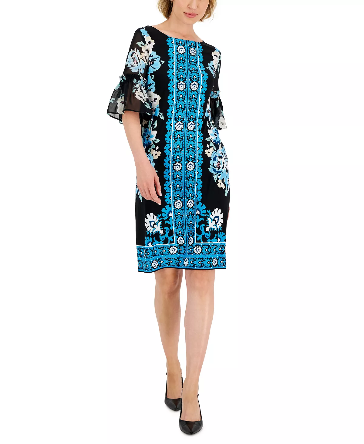 JM Collection Women's Global Bloom Ruffle-Sleeve Dress, Created For Macy's 7 JM Collection Women's Global Bloom Ruffle-Sleeve Dress, Created For Macy's - Image 5
