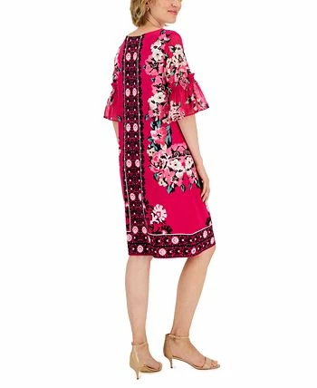 JM Collection Women's Global Bloom Ruffle-Sleeve Dress, Created For Macy's 4 JM Collection Women's Global Bloom Ruffle-Sleeve Dress, Created For Macy's - Image 2