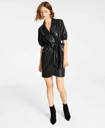 Bar III Women's Faux-Leather Faux-Wrap Dress, Created For Macy's 7 Bar III Women's Faux-Leather Faux-Wrap Dress, Created For Macy's - Image 5