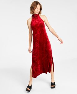Bar III Women's Halter-Neck Side-Slit Maxi Dress, Created For Macy's