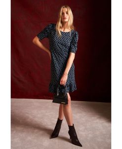 CeCe Women's Puffed Sleeve Printed Knit Dress -Adrianna Papell Sales Shop 22729318 fpx