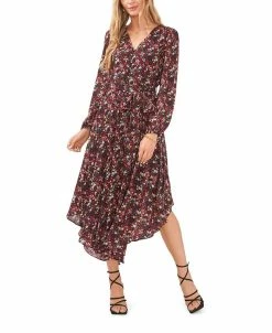 Vince Camuto Women's Long Sleeve Dress With Center Front Buttons