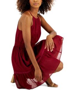 INC International Concepts Women's Clip-Dot Tiered Halter Mini Dress, Created For Macy's 3 INC International Concepts Women's Clip-Dot Tiered Halter Mini Dress, Created For Macy's -Adrianna Papell Sales Shop 22759917 fpx