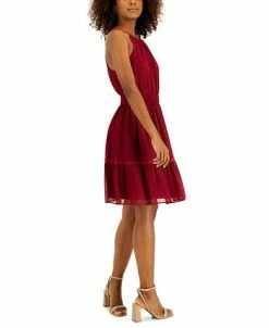 INC International Concepts Women's Clip-Dot Tiered Halter Mini Dress, Created For Macy's -Adrianna Papell Sales Shop 22759918 fpx