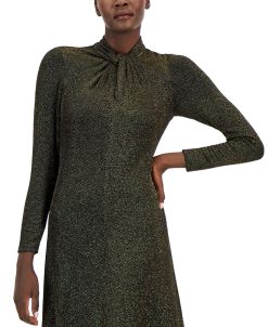 Anne Klein Women's Lurex-Knit Twist-Neck Midi Dress -Adrianna Papell Sales Shop 22767953 fpx