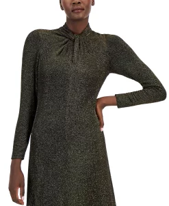 Anne Klein Women's Lurex-Knit Twist-Neck Midi Dress 10 Anne Klein Women's Lurex-Knit Twist-Neck Midi Dress -Adrianna Papell Sales Shop 22767953 fpx