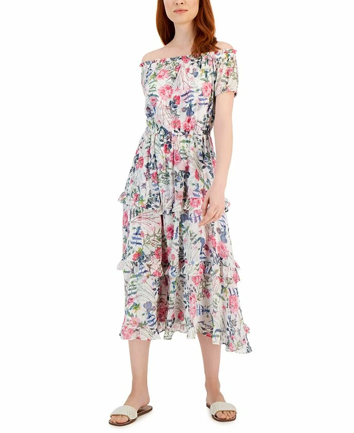 INC International Concepts Women's Floral Print Off-The-Shoulder Maxi Dress, Created For Macy's 3 INC International Concepts Women's Floral Print Off-The-Shoulder Maxi Dress, Created For Macy's