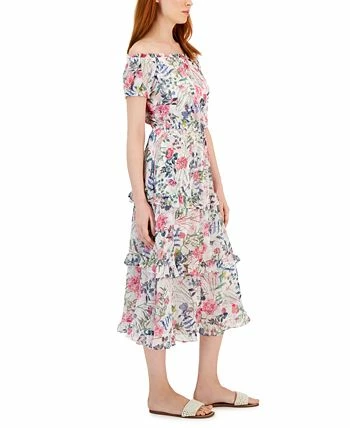 INC International Concepts Women's Floral Print Off-The-Shoulder Maxi Dress, Created For Macy's 4 INC International Concepts Women's Floral Print Off-The-Shoulder Maxi Dress, Created For Macy's - Image 2