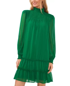 CeCe Smocked Mock-Neck Dress 14 CeCe Smocked Mock-Neck Dress -Adrianna Papell Sales Shop 22780185 fpx