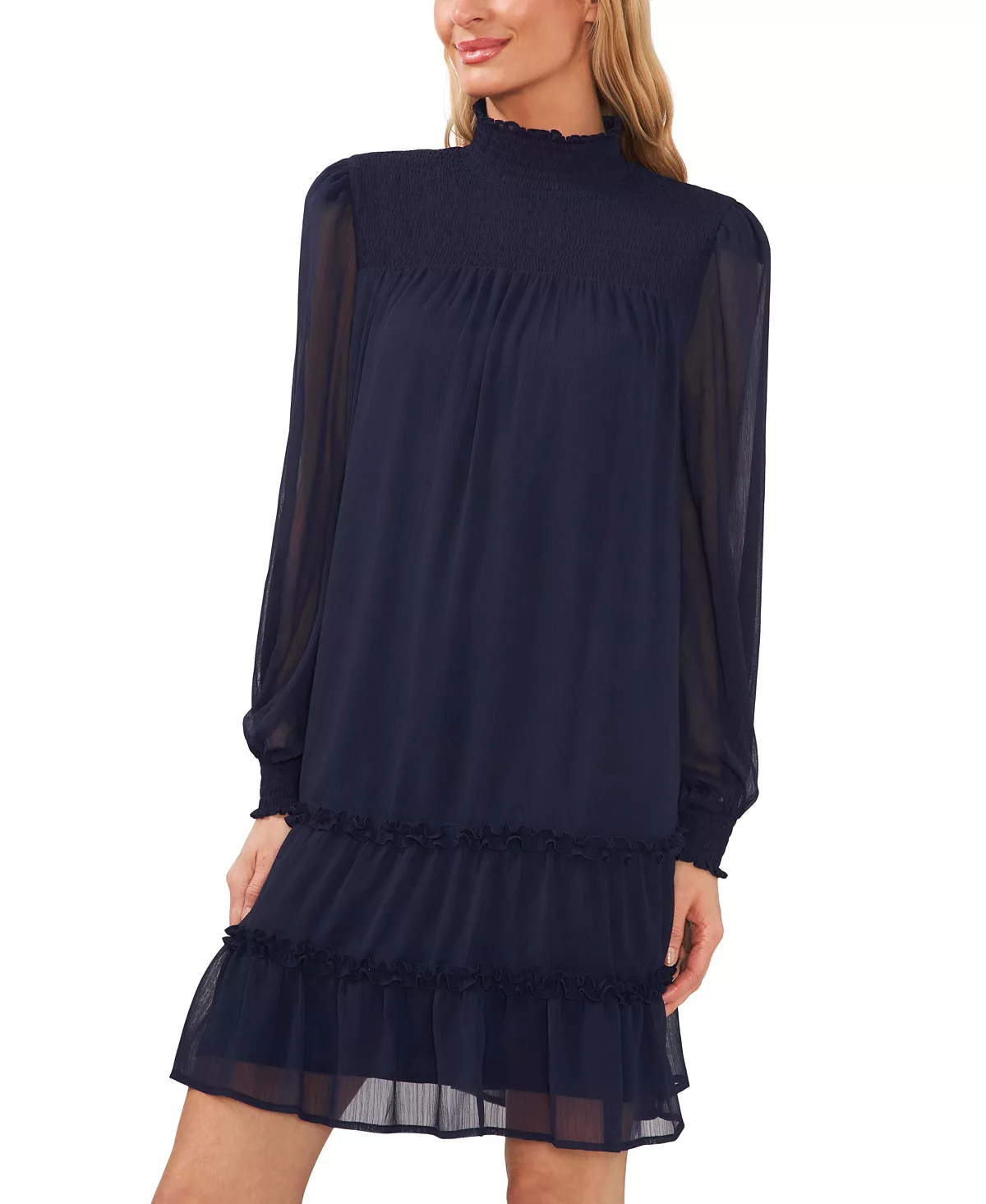 CeCe Smocked Mock-Neck Dress 8 CeCe Smocked Mock-Neck Dress - Image 6