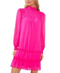 CeCe Smocked Mock-Neck Dress 12 CeCe Smocked Mock-Neck Dress -Adrianna Papell Sales Shop 22780192 fpx