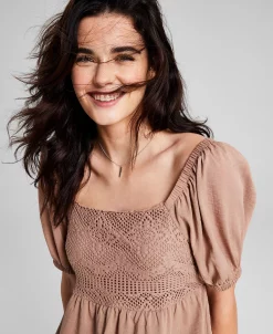 And Now This Women's Square-Neck Crochet Mini Dress -Adrianna Papell Sales Shop 22793219 fpx