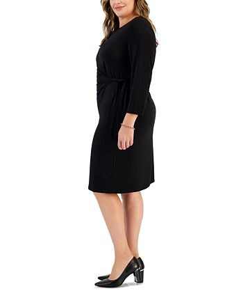 Plus Size Anise Faux-Wrap 3/4-Sleeve Dress Kasper Plus Size Anise Faux-Wrap 3/4-Sleeve Dress -Adrianna Papell Sales Shop