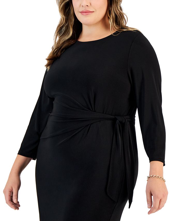 Plus Size Anise Faux-Wrap 3/4-Sleeve Dress Kasper Plus Size Anise Faux-Wrap 3/4-Sleeve Dress -Adrianna Papell Sales Shop