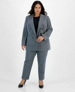 Bar III Plus Size Shimmer Herringbone Blazer & Ankle Pants, Created For Macy's