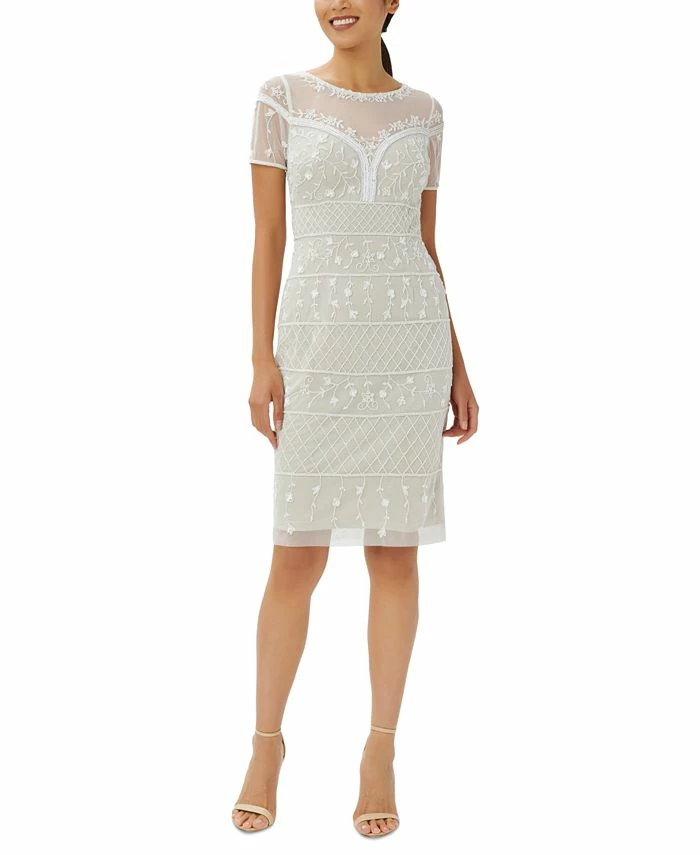 Adrianna Papell Women's Beaded-Mesh Sheath Dress 3 Adrianna Papell Women's Beaded-Mesh Sheath Dress
