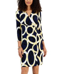 Kasper Women's Circle-Print Faux-Wrap Dress -Adrianna Papell Sales Shop 22813308 fpx