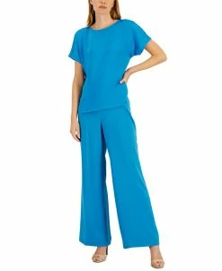 Anne Klein Women's Satin Top & Wide-Leg Pants Set