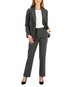 Kasper Women's One-Button Jacket & Pull-On Faux-Fly Pants