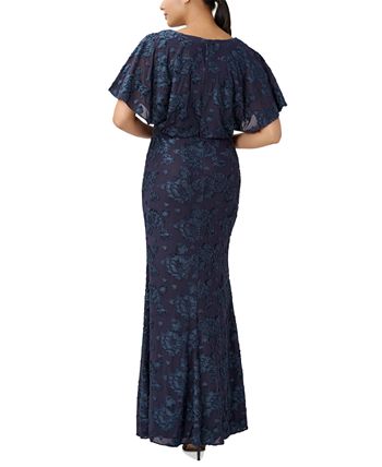 Women's Burnout Velvet Flutter-Sleeve Gown Adrianna Papell Women's Burnout Velvet Flutter-Sleeve Gown -Adrianna Papell Sales Shop