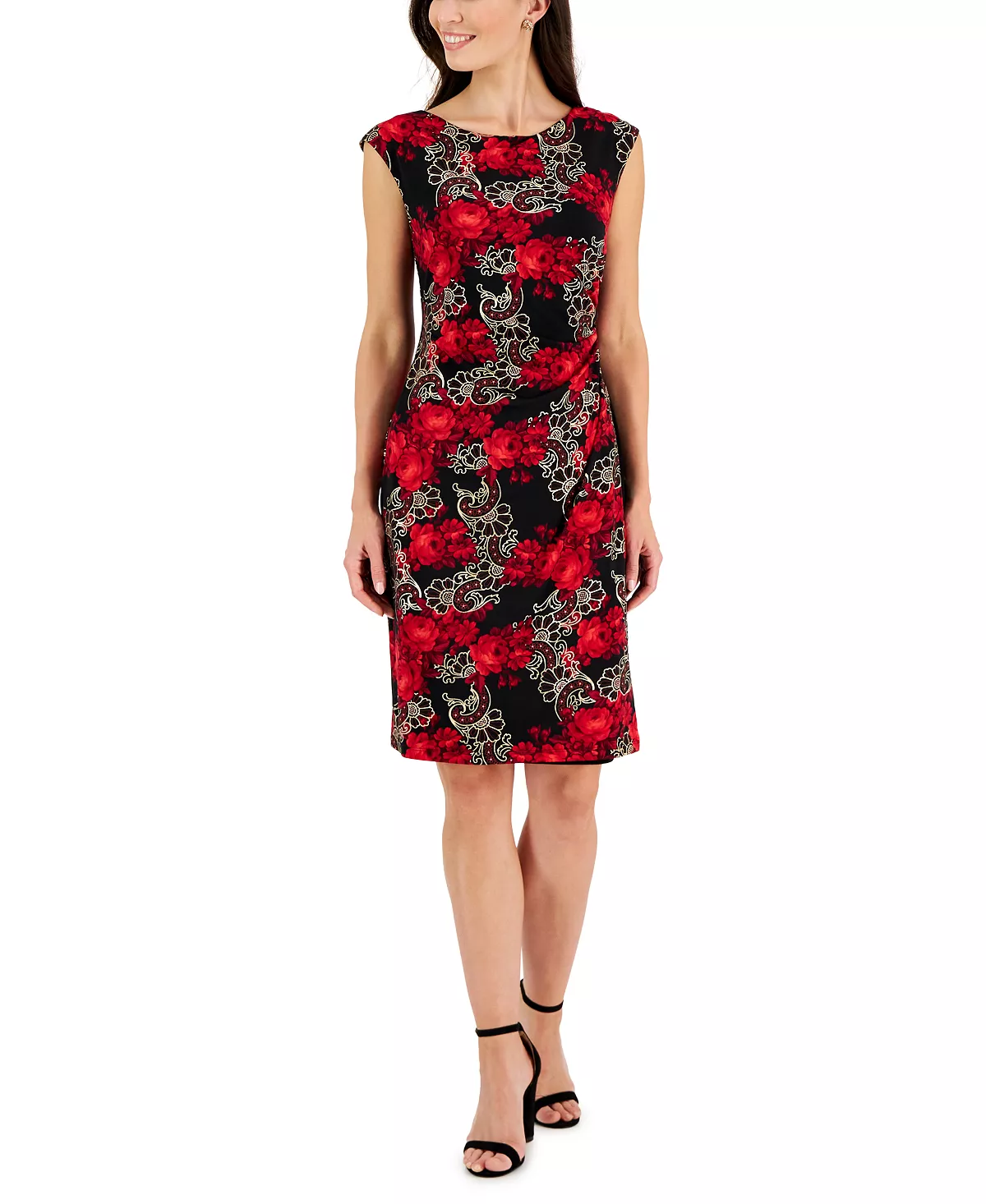 Connected Women's Printed Ruched Sheath Dress 3 Connected Women's Printed Ruched Sheath Dress
