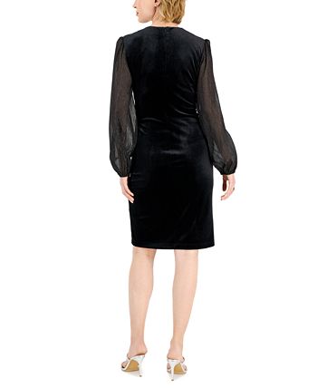 Women's Velvet V-Neck Sheath Dress Connected Women's Velvet V-Neck Sheath Dress -Adrianna Papell Sales Shop