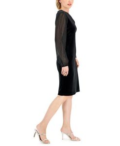 Connected Women's Velvet V-Neck Sheath Dress 4 Connected Women's Velvet V-Neck Sheath Dress -Adrianna Papell Sales Shop 22877675 fpx