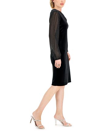 Women's Velvet V-Neck Sheath Dress Connected Women's Velvet V-Neck Sheath Dress -Adrianna Papell Sales Shop
