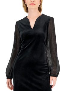 Connected Women's Velvet V-Neck Sheath Dress 5 Connected Women's Velvet V-Neck Sheath Dress -Adrianna Papell Sales Shop 22877676 fpx