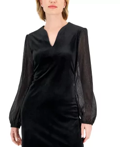Connected Women's Velvet V-Neck Sheath Dress -Adrianna Papell Sales Shop 22877676 fpx