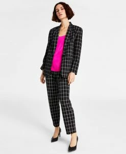 Bar III Women's Scoop-Neck Camisole, Plaid Blazer & Plaid Pant, Created For Macy's