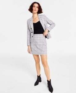 Bar III Women's Elbow-Sleeve Sweater, Tweed Blazer & Skirt, Created For Macy's