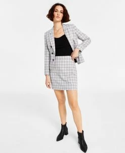 Bar III Women's Elbow-Sleeve Sweater, Tweed Blazer & Skirt, Created For Macy's