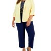 Kasper Plus Size Twist-Neck Top, One-Button Blazer & Straight-Leg Pants -Adrianna Papell Sales Shop 22913813 fpx