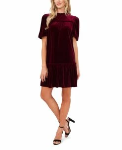 CeCe Women's Velvet Ruffled Knit Dress