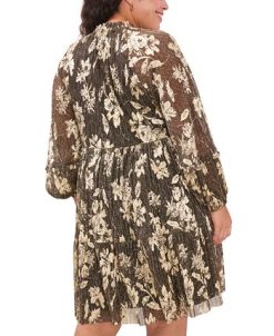 Vince Camuto Plus Size V-Neck Metallic Pullover Dress -Adrianna Papell Sales Shop 22947971 fpx