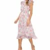 CeCe Women's Floral-Print Ruffled Cap-Sleeve Midi Dress -Adrianna Papell Sales Shop 22948250 fpx